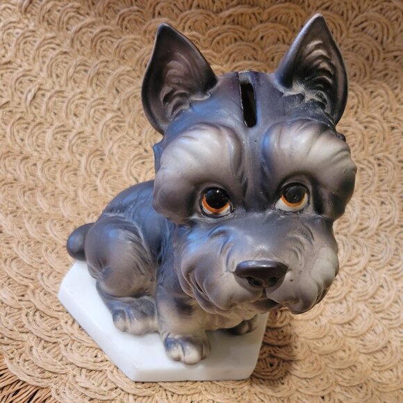 Vintage Kitschy Ceramic Scottish Terrier Figurine Bank - Picture 3 of 6